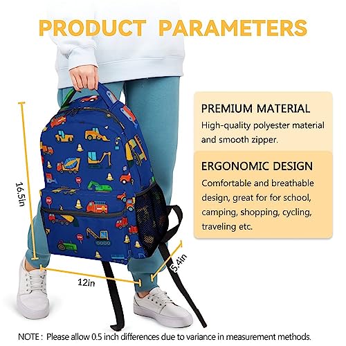 Construction Preschool Backpack for Boys, 16" Truck Excavator Backpacks for Children Boys Students, Cute Patterrn Lightweight Bookbag for School3