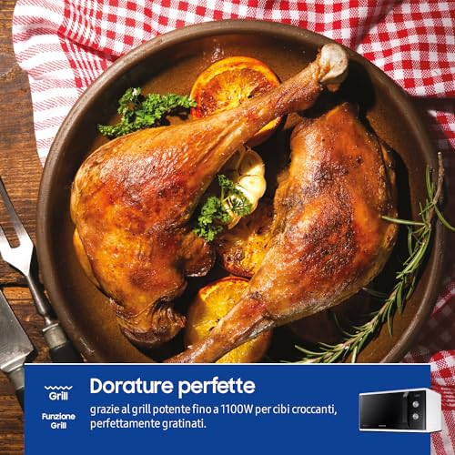 Samsung Forno a Microonde Grill, a libera installazione, Dual Dial MG23K3614AW/ET, Cottura Croccante, AutoDefrost, Microonde + Grill 800 W + 1100 W, 23 L, 49l x 27,5h x 39p cm, Bianco - immagine 5