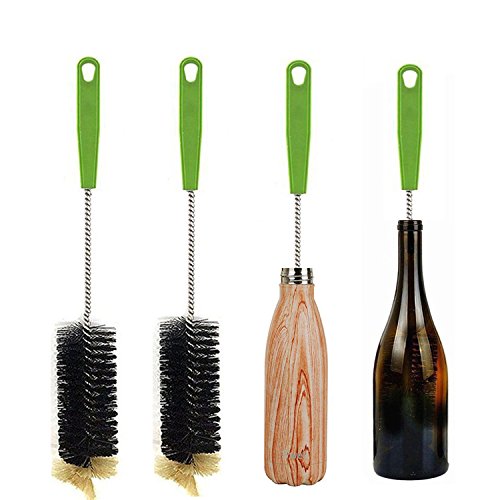 Image of Long Bottle Brush, 17 in Bendable Cleaner Brushes for Cleaning Neck Beer Bottles, Wine, Baby Bottles, Water Bottles, Tumblers, Flask, Bird Feeder, Vase and Brewing Supplies black /2Pack