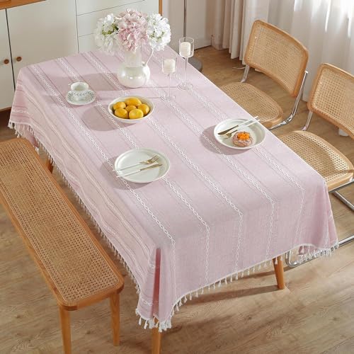 meioro Böhmische Tischdecke für Küche Dekoration, 140x260cm Makramee Tischtuch mit Quasten, Rechteckige Leinen Tischwäsche… – Ansicht 3