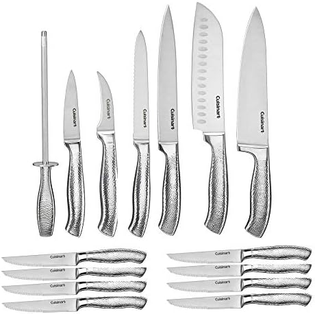 Cuisinart Classic High-Carbon Hammered Stainless Steel Forged Knife Set With Sheath Blade Gaurds (17-Piece Set) - Thumbnail 3