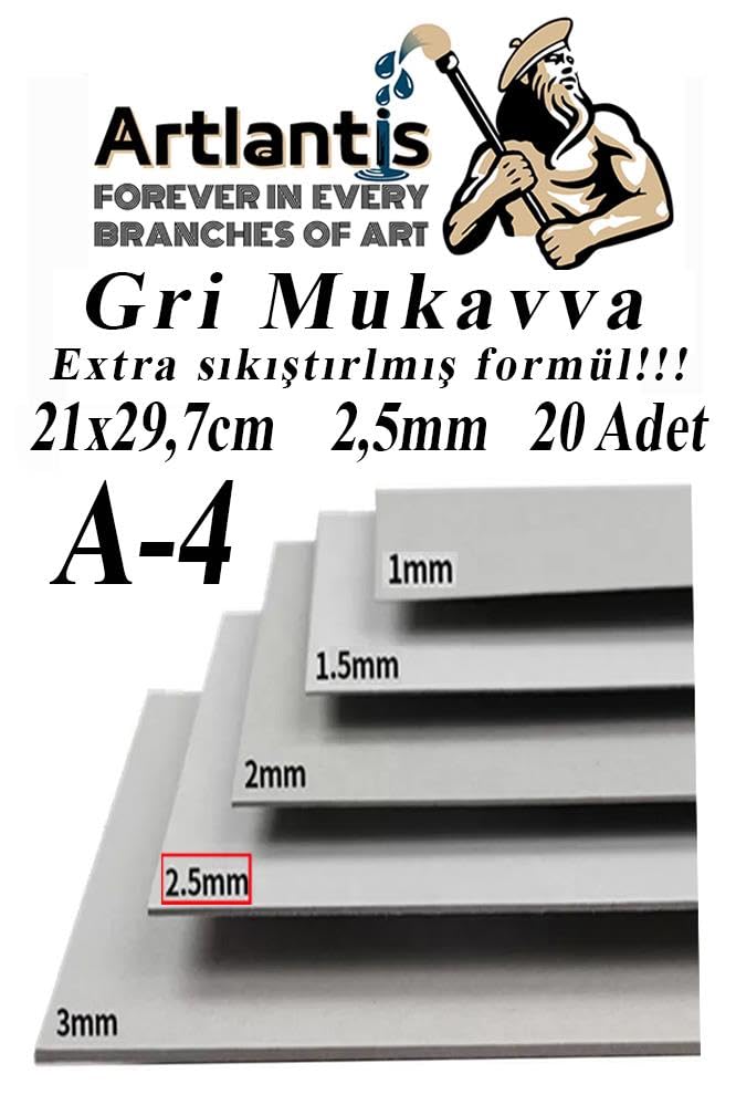 A4 Mukavva Gri 2.5 mm 20 Adet 1 set 21x29,7 cm A-4 Mukavva 2,5 mm Kalınlığında A-4 Mukavva
