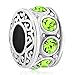 Third Time Charm Jan-Dec Birthday Spacer Charm Beads for European Charm Bracelets