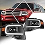 LED DRL Projector Headlight Assembly Compatible with Ford Expedition 07-14 | Headlamps with Black Housing Amber Corner