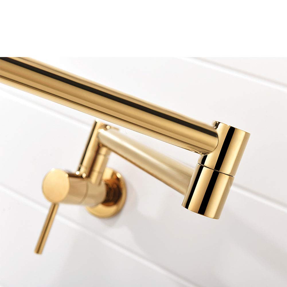 Pot Filler grifos de la cocina, dos asas Un agujero grifo del fregadero, Instalación pared de la cocina contemporánea Taps, latón,Nickelbrushed