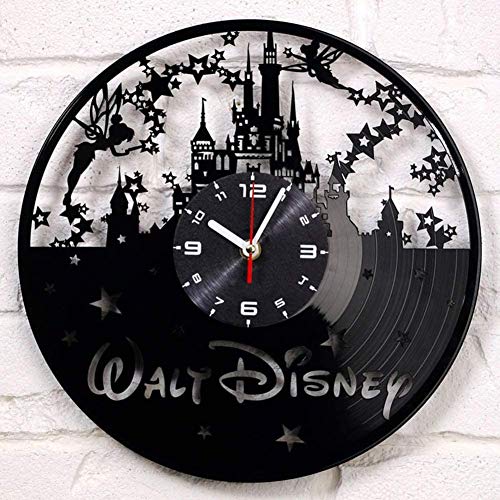 RWhouse 12 Wall Clock Record Clock Black Mouse Castle Themed Home - Gift Set Idea for Kids Adults Boys Girls and Women