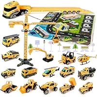 Baustellenfahrzeuge Kinder, Cars Spielzeug 24 Stück Kinderspielzeug ab 3 4 5 6 Jahre Junge, Fahrzeuge Baustelle Spielzeug, Weihnachtsgeschenke, Geburtstaggeschenk für Jugen Mädchen
