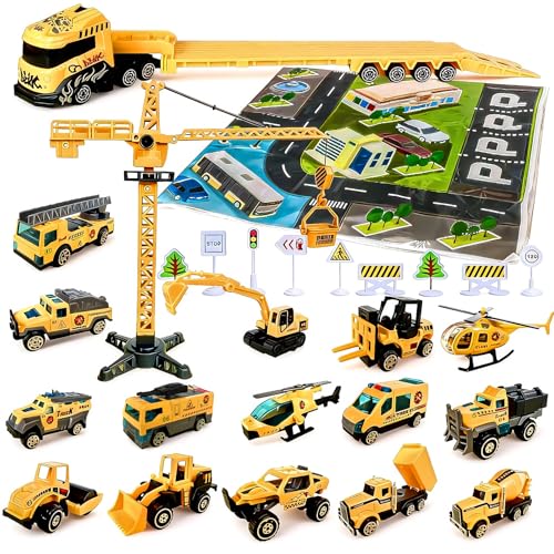 Baustellenfahrzeuge Kinder, Cars Spielzeug 24 Stück...