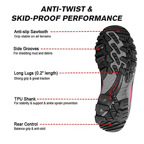 Clorts Women's hiking camping Boots Waterproof Breathable High-Traction Grip Voyageur Shoes HKM-823E US 9