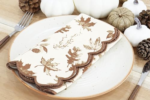 Image of PurpleEssences Scalloped Cloth Napkins 18x18 in - Aurelia Edges Rust
