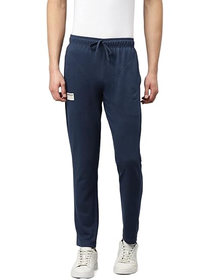 Men's Slim Fit Cotton Track Pants - Trackpant with Drawstring Elastic Waistband, Lower for Jogging, Gym, Sports & Dailywear (Blue, Size- 30)