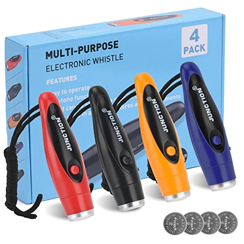 Xflyee [4 Pack Box] Electronic Whistles Loudest Electric Whistles 3 Tones High Volume Whistle Hand Held for Coaches Referees Training Whistle Bulk Outdoor Hiking Emergency Rescue Whistle Gifts