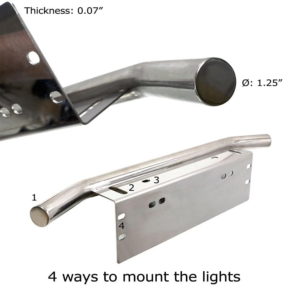 iJDMTOY AA3117 Universal Fit Bull Bar Style Black Painted Stainless Steel Front Bumper License Plate Mount Bracket Holder Compatible with Off-Road Lights, LED Work Lamps, LED Lighting Bar