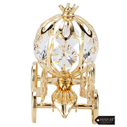 Matashi Gift for Christmas - 24K Gold Plated Crystal Studded Mini Princess Pumpkin Coach Ornament Home Decor Table Top Showpiece - Traditional Decoration Gift for Mom, Daughter, Friends, Family - Image 4