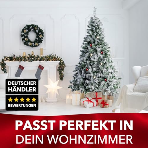 Xonic® Claus Premium künstlicher Weihnachtsbaum Schnee 210cm - Schnee Tannenbaum künstlich beschneit mit Metall-Ständer - Snow Christmas… – Ansicht 7