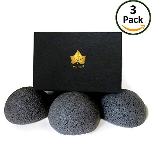 Charcoal Konjac Face Sponge 3 pk | Acne, Psoriasis, Bumpy Skin & Ingrown Hairs