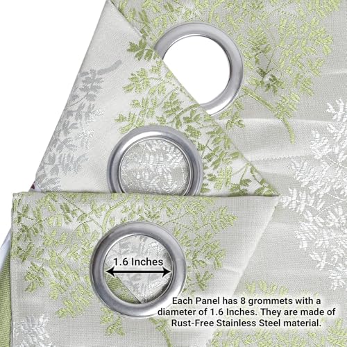 Image of Homestan Jacquard Long Door Curtains 9 Feet Long Set of 1, Elegant Screen for Door with Grommet for Home Decor (9x4 Feet, Green)