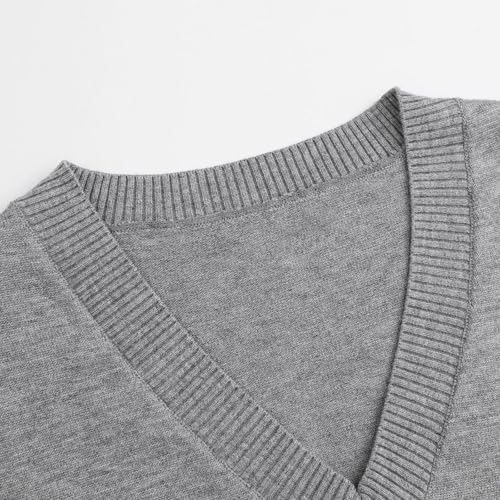 Women V Neck Sweater Vest Sleeveless Ribbed Knit Pullover Tank Tops Dressy Casual Side Button High Low Sweaters Top3