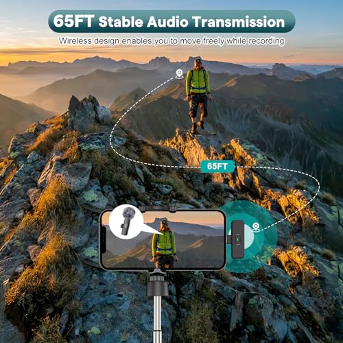 maybesta wireless mini microphone for iphone android phone - bluetooth lavalier lapel mic for audio video recording - clip on content creator microphones for youtube tiktok podcast vlogging