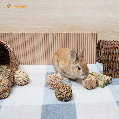 Niteangel Natural Chew Activity Toys Fun Safe Hay Grass Pet Balls for Chinchilla Guinea Pig Rats Rabbits Hamster Gerbil Degu Bunny and Other Small Animals (4 Balls) - Image 2