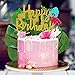 JeVenis Happy Birthday Cake Toppers Glitter Flamingo Theme Party Decoration Pineapple Cake Decoration for Tropical Hawaiian Luau Themed Party Supplies