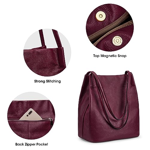 Image of Kattee Women Soft Genuine Leather Totes Shoulder Bag Purses and Handbags with Top Magnetic Snap Closure