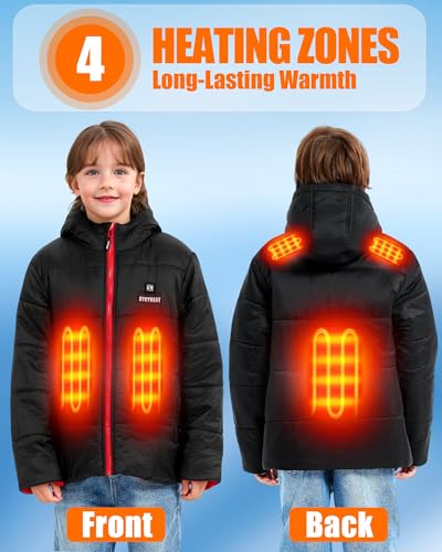Image of CYCYHEAT Kids Heated Jacket - Boys and Girls Heating Jackets Hoodie Coat With Battery Pack Heated Clothing for Skiing