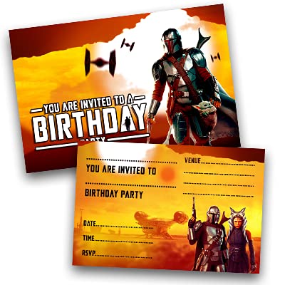 Mandalorian Party Invitations Pack & Envelopes (WRITE ON) Click customize for prices
