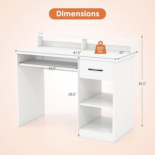 Miniatura 3 de Escritorio para computadora, escritorio de oficina con cajones, gabinete, bandeja para teclado y estante ajustable, escritorio pequeño con