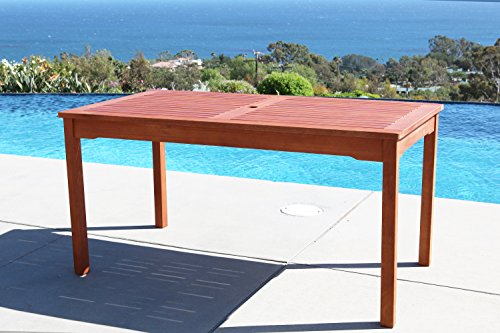 Vifah Malibu Outdoor 5-Piece Wood Patio Dining Set With Stacking Chairs #TOP2