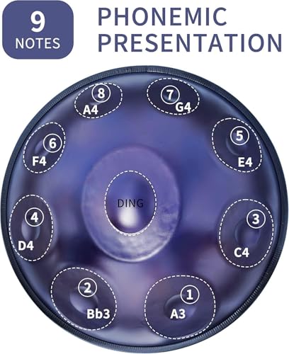 Handpan en Ré Mineur 432Hz violet 10 notes avec support et étui