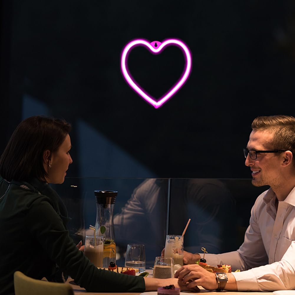 LED-Herz-Neonschild – 24 X 20,6 Cm – Batterie- Oder USB-betrieben Für Deko Im Mädchenzimmer, Als Geschenk Zu Muttertag & Valentinstag