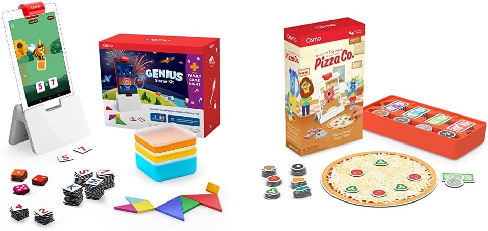Osmo - Genius Starter Kit & Pizza Co. for Fire Tablet-Ages 6-10-Math, Spelling, Creativity & Communication/Business Skills (Fire Tablet Base Included), 8 Educational Learning Games (Amazon Exclusive)
