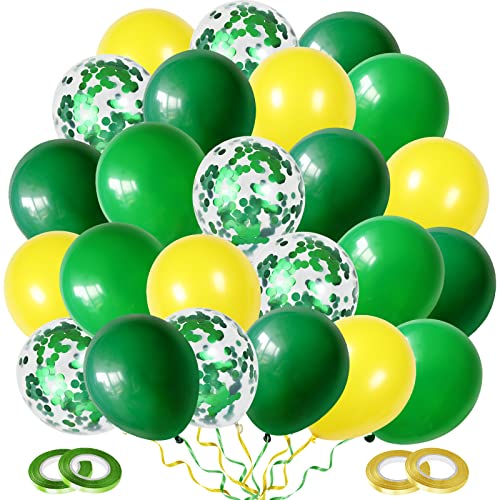 Dudu Cream Vert Jaune Ballons, Anniversaire Confettis Ballon, 60 Pièces 12 Pouces en Latex Ballon Helium Décoration, Fête Ballon, pour Dinosaures Anniversaire Mariage Festival Fête Célébrations