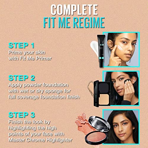 Image of Maybelline New York Ultimate Powder Foundation, Full Matte Coverage, SPF44, 24H Oil Control, Fit Me,Shade 128, 9g