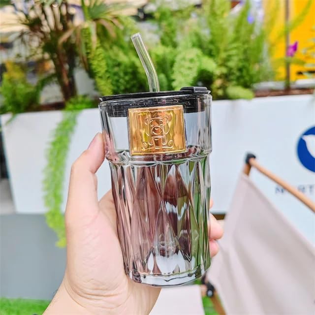 OM RADHEY Random Clour Glass Sipper Cup Mug for Kids Fruit Jucie Milk Tumbler with Lid and Starw -Pack of 1-400ml- Tea and Mojito Coffee Can with Starw (Qutans 1) (B0CLGF12RT) Amazon Price History, Amazon Price Tracker