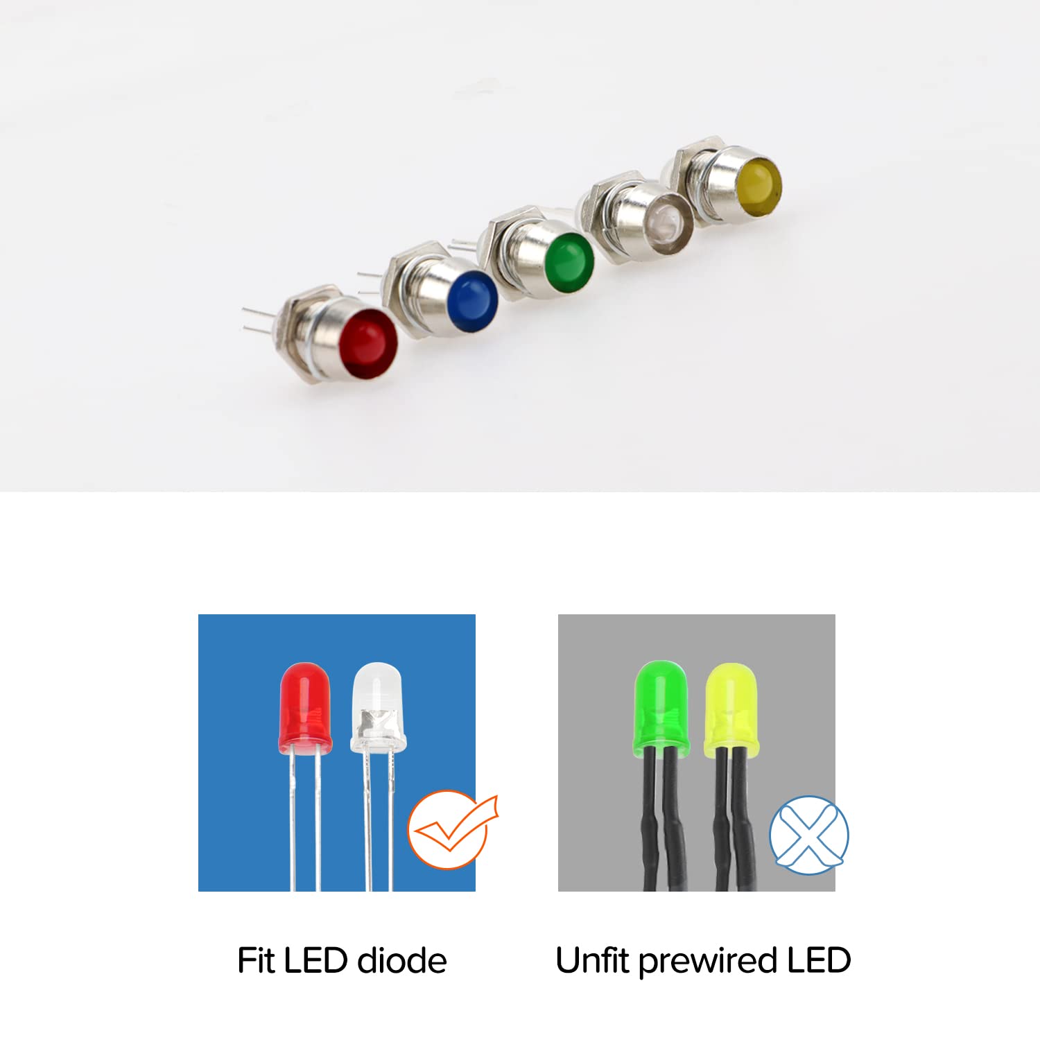50 Supporti Per Diodi LED 5mm - Clip In Metallo Per Incasso LED, Colore Argento - Foto 5