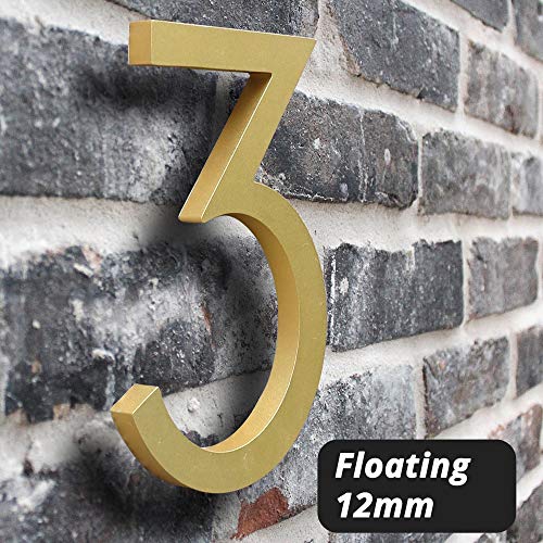 Hasware Floating House Number 6 Inch Stylish Door Numbers Alphabet Plaque Street Home Address Numerals (Golden, 8) #TOP3