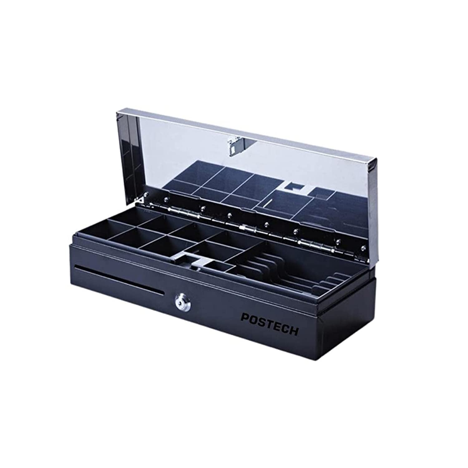 POSTECHPT-2000C FLIP TOP BLACK/IVORY CASH DRAWER, 3 YEAR WARRANTY, MAINLY USED FOR SUPERMARKET, GROCERY RETAIL STORE THIS STAINLESS STEEL MONEY TRAY FROM THE CASH DRAWER AFTER CASHIER [MADE IN KOREA]