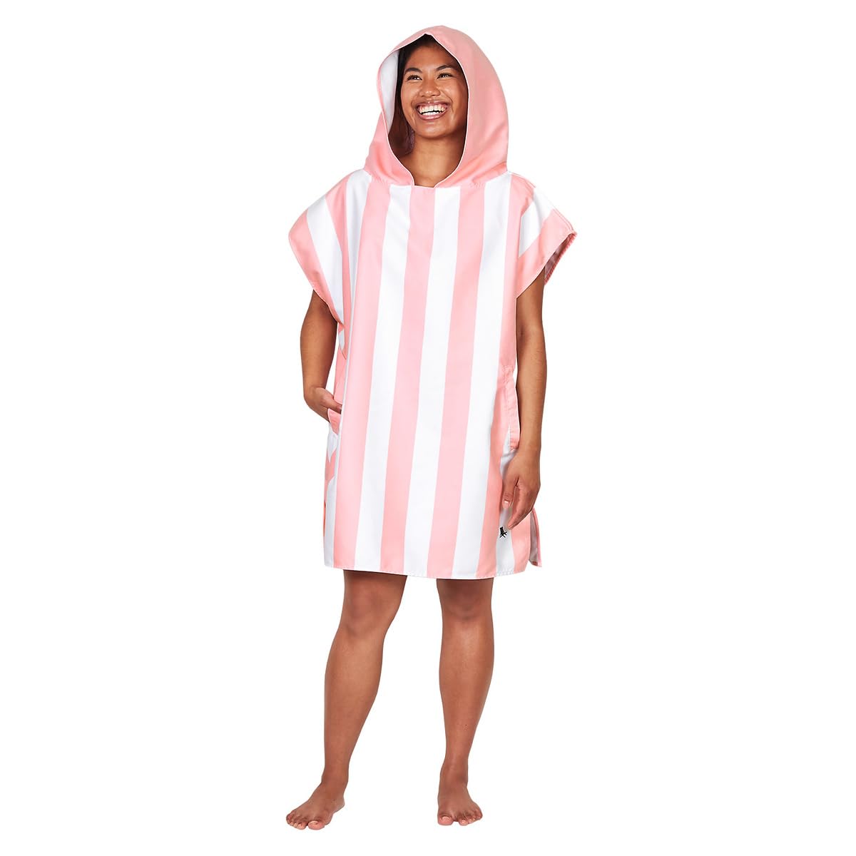 Dock & Bay Poncho para Adulto - Toalla con Capucha y Bolsillos - para Playa y Piscina - Súper Absorbente, de Secado rápido - Cabana - Malibu Pink, Medium (90x70cm, 35x28)