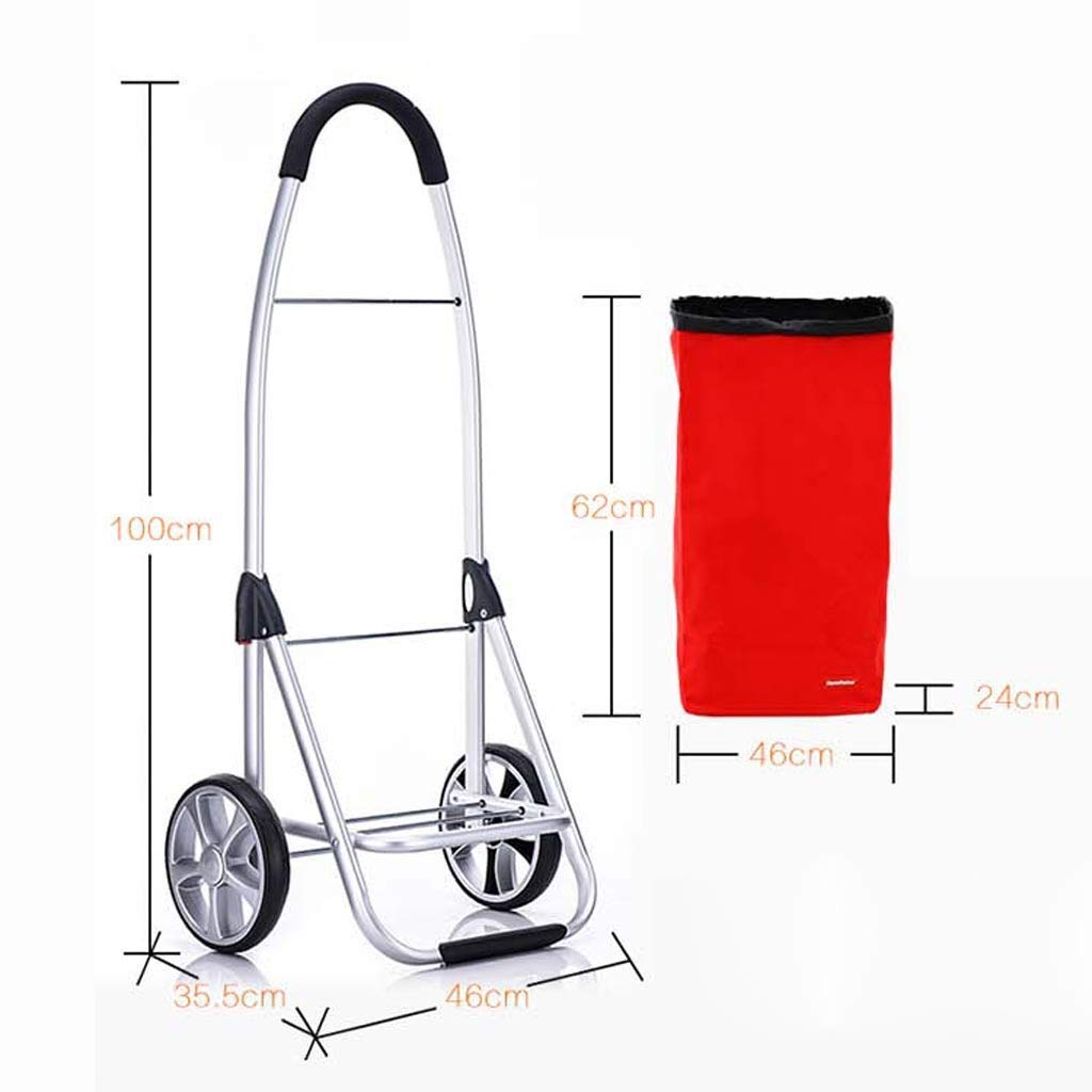 Carritos portátiles multifuncionales con Ruedas, Carrito de Compras de Tela Impermeable, Estructura de aleación de Aluminio, Carrito portátil Plegable, marrón