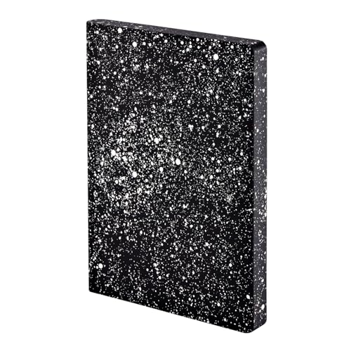 nuuna Graphic L Design Notebook – Milky Way – Smooth Bonded Leather Coloured Edging, 256 Page Premium Paper DIN A5 Dot Grid Soft Cover – Black