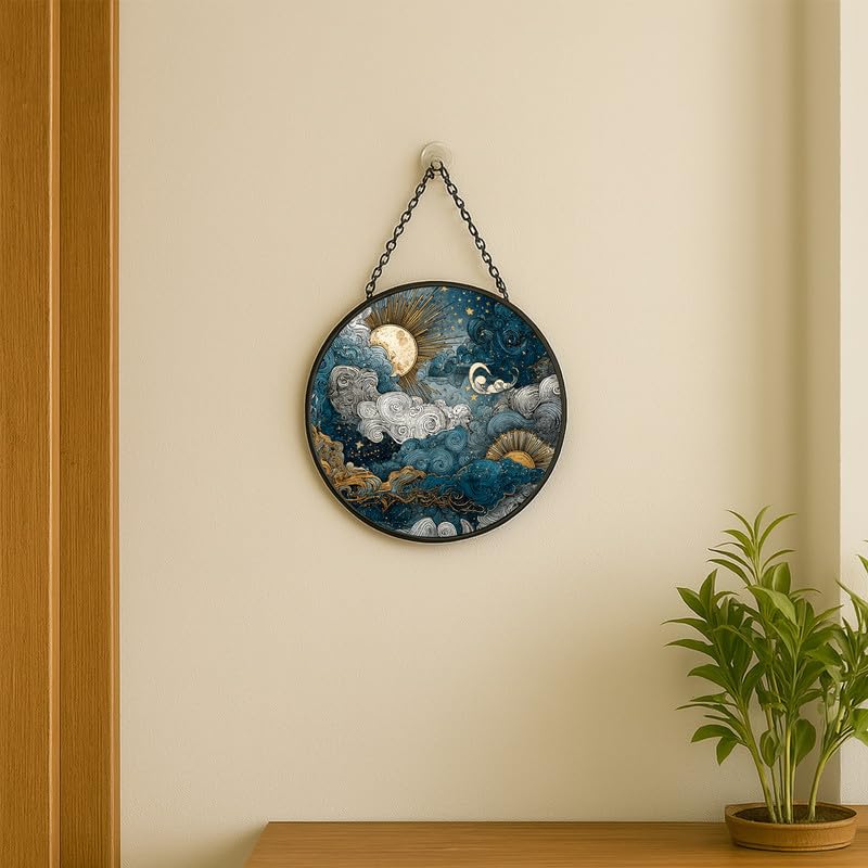 Himmlischer Himmel, Buntglas-Fensteraufhängung, Sonnenfänger, Innenfenster, Buntglasscheiben, Wanddekoration für Mutter, Ehefrau, Liebhaber, 30 cm