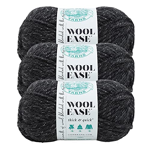 Image of Lion Brand Yarn Wool-Ease Thick and Quick Yarn, Soft and Bulky Yarn for Knitting, Crocheting, and Crafting, 3 Pack, Constellation | Super Bulky Wool Acrylic Blend Fiber for Soft Hats, Sweaters, Chunky Blankets, Yarn for Crochet, Knitting, Crafts, Weaving