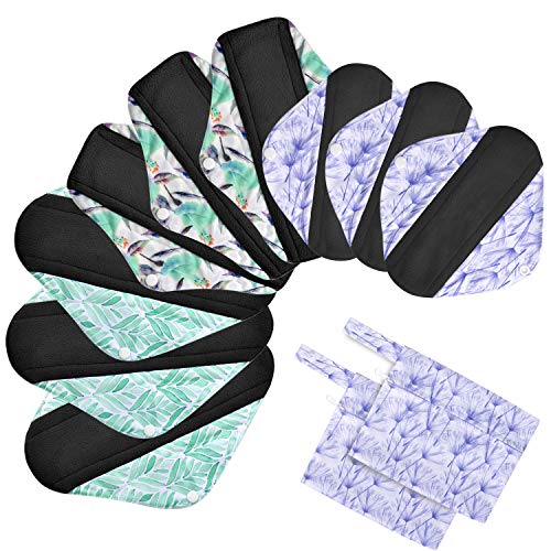 Viedouce Almohadilla Menstrual Reutilizable,Súper Absorción Reutilizables de Carbón de Bambú Almohadilla Menstrual con 2 Impermeables Bolsas de Almacenamiento (S * 3pcs + M *3pcs + L * 3pcs)