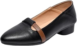 Women's Soft Leather Retro Office Shoes - Pointed Toe with Multi-Color Accents for Business Casual Style