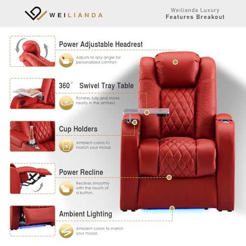 Image of Weilianda Home Theater Seating, Top Grain Leather Movie Theater Chair