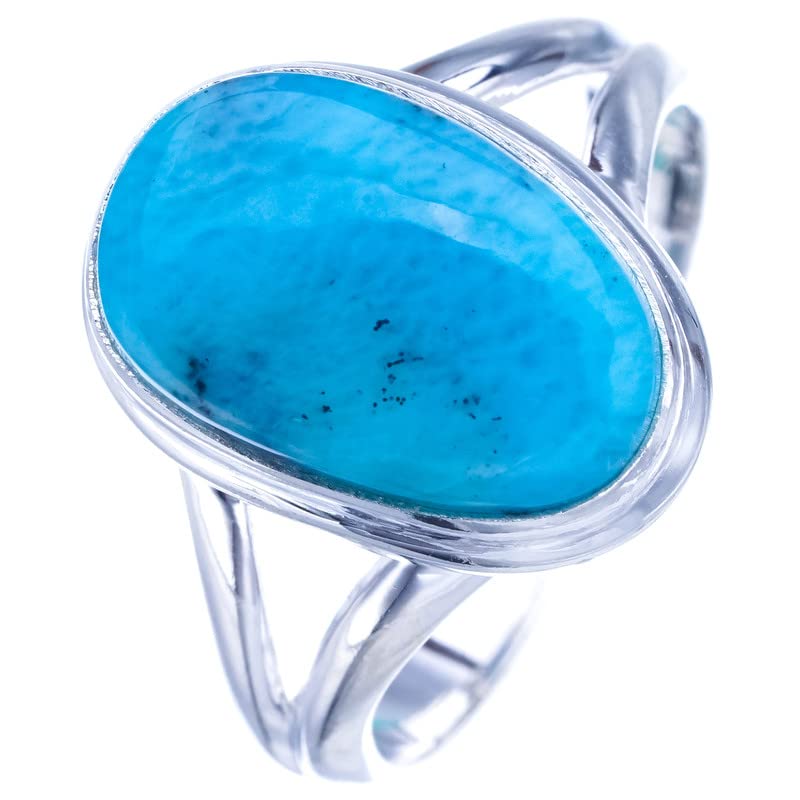 Bague Larimar naturel argent 925 anti-ternissement fait main 56.5