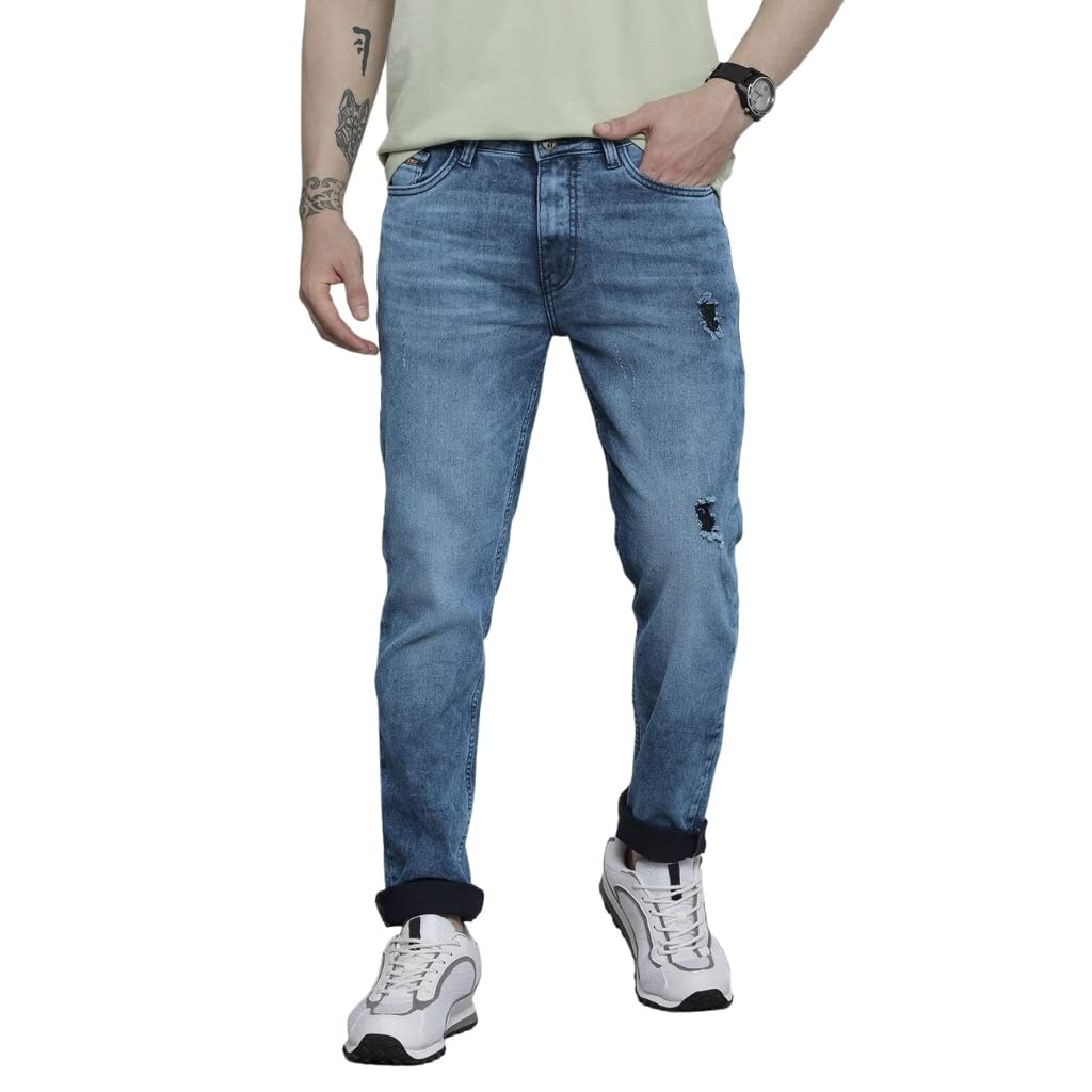 Men Mid Rise Slim Fit Solid Mid-Rise Stretchable Jeans-image-18