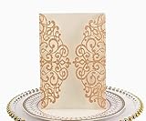 50pcs 5x7 Light Rose Gold Glitter Wedding Invitations Cards Laser Cut Pocket Invites Covers only, no envelope,no insert for Wedding Quinceanera Bridal Shower Baby Shower Party Invite